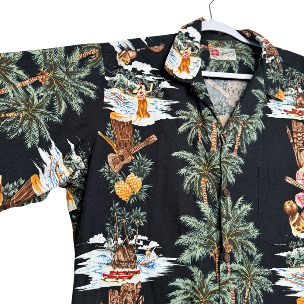 HILO HATTIE HAWAIIAN SHIRT MEN'S HAWAII XL TURTLES DANCER SAILING PALM D6 - Picture 2 of 9